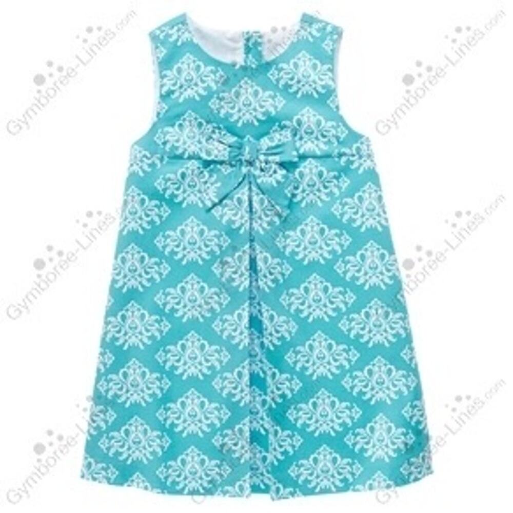 Janie and Jack Girls Bow Damask Print Dress - Size 4